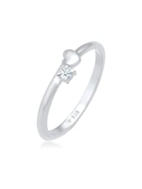 Ring Diamant (0.03 Ct.) Herz Symbol 925 Sterling Silber