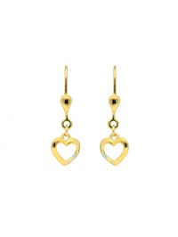 1 Paar 333 Gold Ohrringe / Ohrhänger Herz mit Zirkonia
