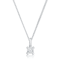 Halskette Diamant (0.1 Ct) Viereck Solitär 925 Silber
