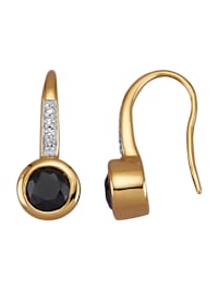 Boucles d'oreilles en or jaune 585, avec saphirs et diamants