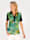 MONA Poloshirt met gedessineerde inzet, Lichtgroen/Groen/Zwart