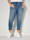 Sara Lindholm Jeans met sierkraaltjes aan de zoom, Blue bleached