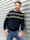 John F. Gee Pullover aus reiner Baumwolle, Marineblau/Multicolor