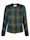 Veste à carreaux en fil texturé de couleur contrastante