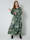 Sara Lindholm Web-Kleid mit gesmokter, elastischer Taille, Khaki/Salbeigrün