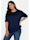 Sheego Shirt mit asymmetrischem Saum und Faltendetail, marine