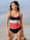 Sunmarin Badeanzug mit buntem Streifendruck, Nachtblau