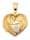 Medaillon-Anhänger - Herz - mit Diamanten in Gelbgold 375, Bicolor