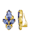 Golden Style Ohrclips mit 8 tansanitfarbenen Kristallen, Blau