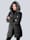 Alba Moda Bunda s umelou kožušinkou na golieri, Čierna