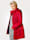 MONA Lange jas met doorgestikte capuchon, Rood/Zwart