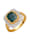 Damenring mit Smaragd und Weißtopas in Silber 925, Gelbgoldfarben