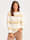 MONA Pullover mit eingestrickten Blockringeln, Ecru/Karamell/Gelb