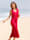 Maritim Strandkleid in modischer Schnittführung, Rot