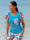 Shirt mit transparenten Volantärmeln in sommerlicher Farbkombination