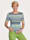 MONA Shirt met contrastkleurige strepen, Groen/Marine/Wit
