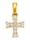 Hanger Kruis met synth. zirkonia's, 9 kt., goudkleur