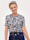 Barbara Lebek Shirt met animalprint, Blauw/Rood/Ecru