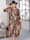 Sara Lindholm Web-Kleid allover mit Blätterdruck, Schwarz/Terracotta