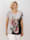 m. collection Shirt mit grafisch floralem Druckdesign vorne, Schwarz/Rot/Schilf