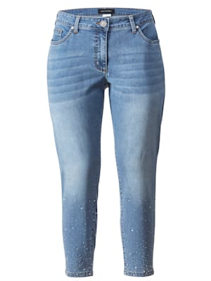 Jeans mit Schlitz und Schleifen-Applikation hinten am Saum
