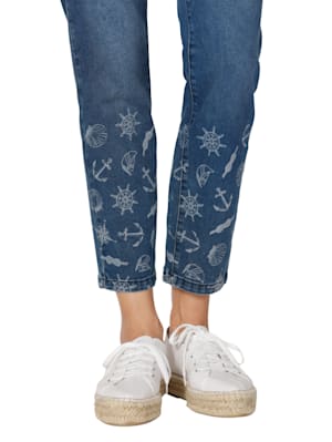 Jeans mit maritimem Bleached Muster