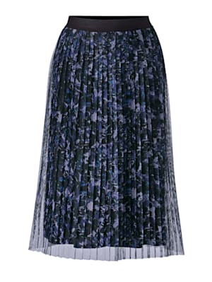 Plisovaná sukně se vzorovanou mesh vsadkou