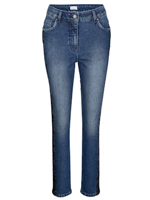 Jeans mit floralem Seiteneinsatz