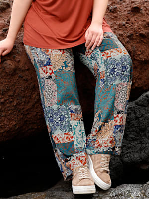 Pantalon en toile à motif patchwork