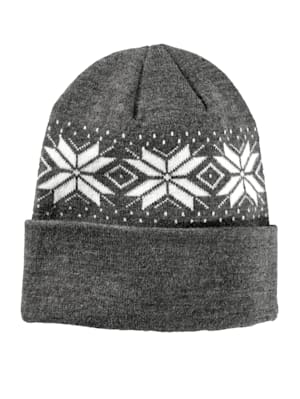 Mütze mit kontrastfarbenem Norweger-Muster