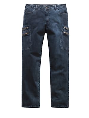 Jeans met knoop-/ritssluiting