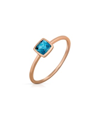 Ring 585/- Gold Blautopas beh. blau Glänzend