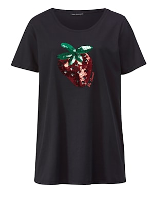 Shirt mit Erdbeere aus Pailletten