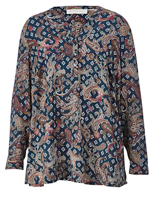 Tunika-Bluse mit modernem Paisleydruck