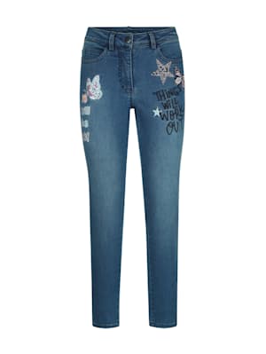 Jeans med sommerfuglapplikasjon