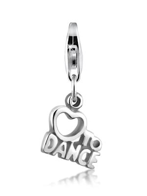 Charm "Love To Dance" Wording Herz 925 Sterling Silber