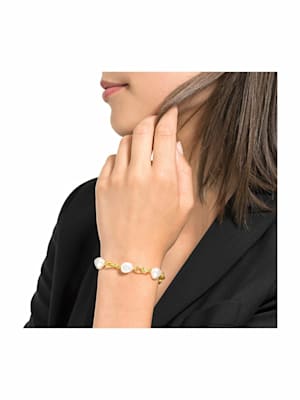 Armband für Damen, 925 Sterling Silber vergoldet, Perle