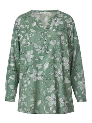 Tunika-Bluse mit floralem Dessin