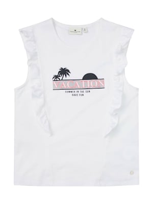 T-Shirt mit Rüschen und Print