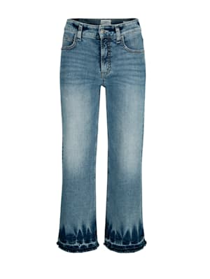 Jeans mit Saumkante in verschwaschener Batikoptik