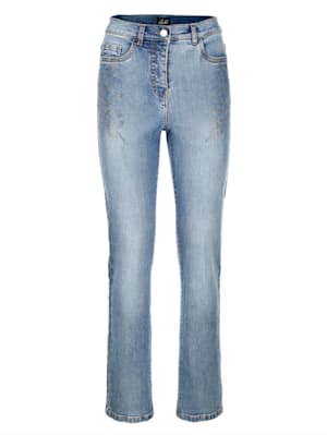 Jeans mit floraler Steinchenzier