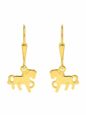 1 Paar 585 Gold Ohrringe / Ohrhänger Pferd