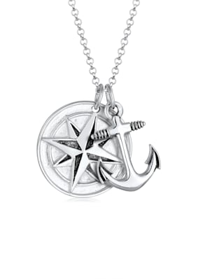 Halskette Kompass Anker Medaillon 925 Sterling Silber