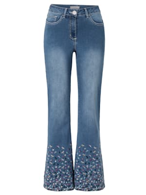 Jeans met bloemenborduursel