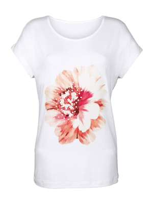Shirt mit kontrastfarbenem Blütendruck