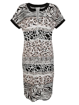 Jersey jurk met modieuze printmix