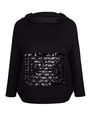 Sweatshirt mit Pailletten-Deko im Vorderteil