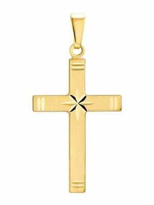 Motivanhänger für Damen und Herren, Unisex, Gold 375 | Kreuz