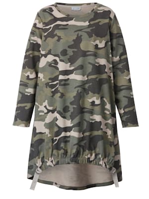 Sweat-shirt long à motif camouflage devant et dos
