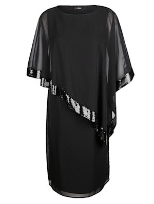 Robe en voile avec jeté asymétrique orné de paillettes